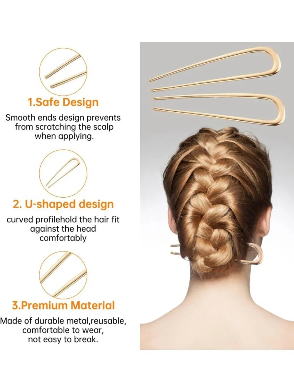 Elegant 3PCS French Hair Pins for Women - Perfect for Twists, Buns & Updos